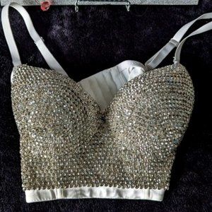 Embellished White Bling Crop / Bra Top 36